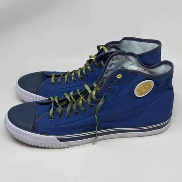 PF Flyers Center Hi Reiss Sneakers Mens 17 Blue Yellow Canvas Retro Shoes - Picture 4 of 14